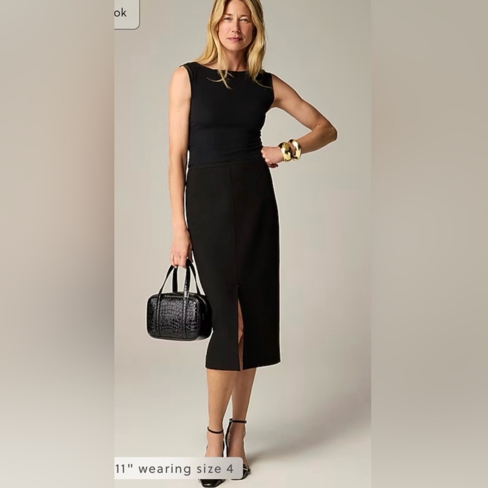 J. Crew pencil midi skirt in four seasons stretch black